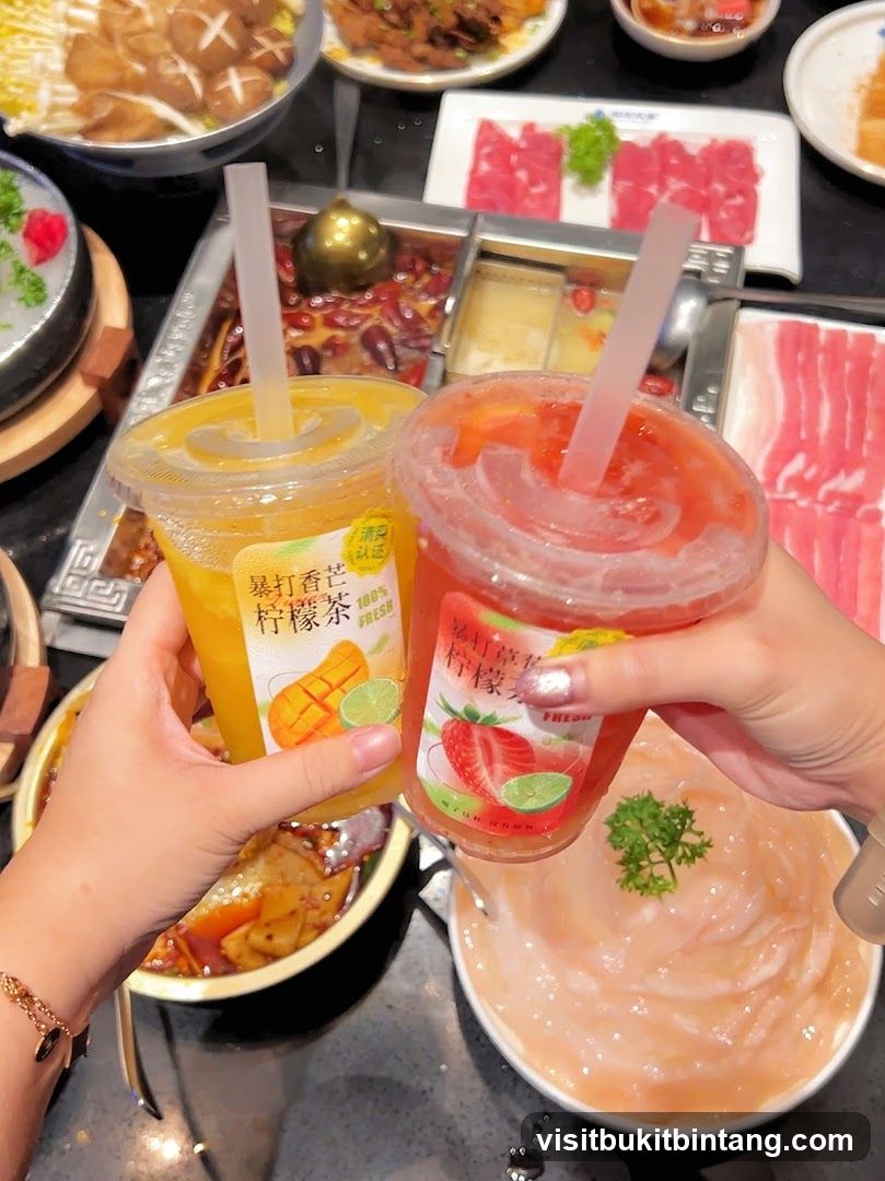 Two drinks and hot pot