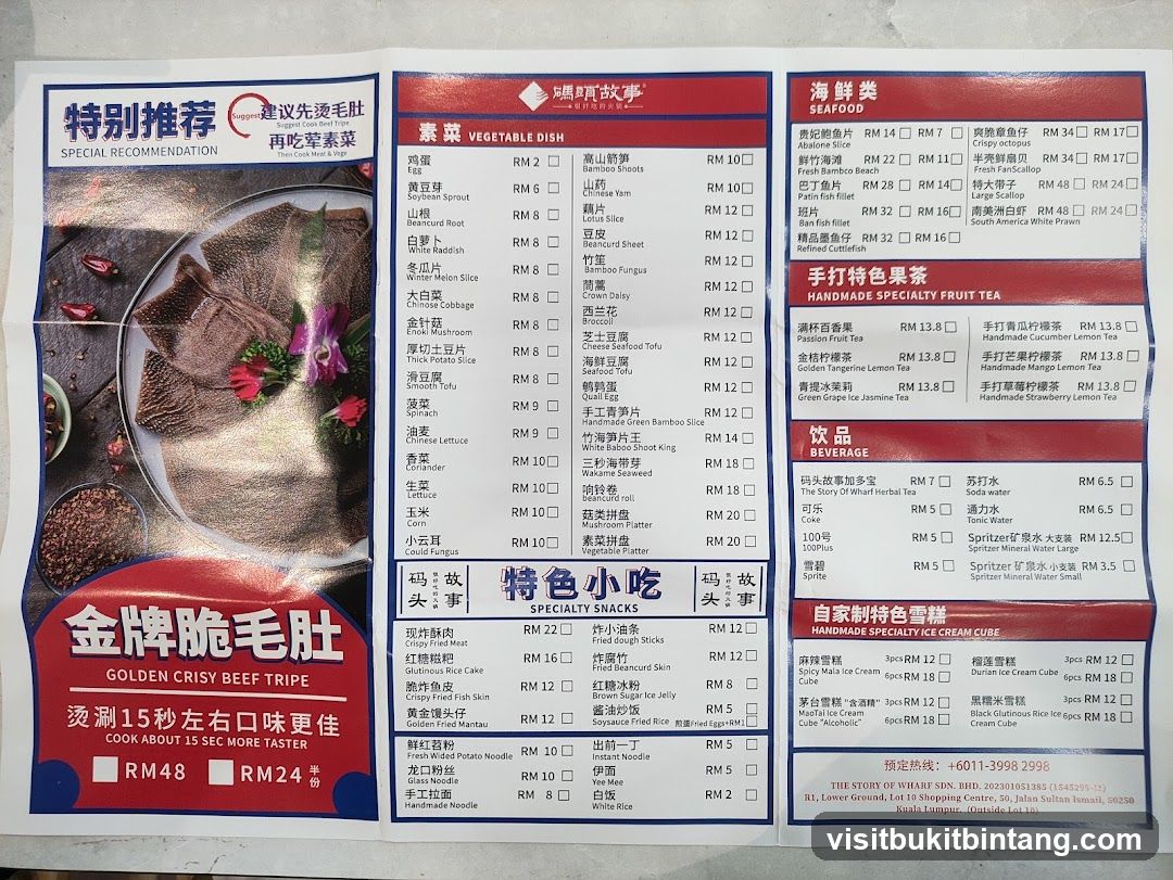 The Story of Wharf Menu