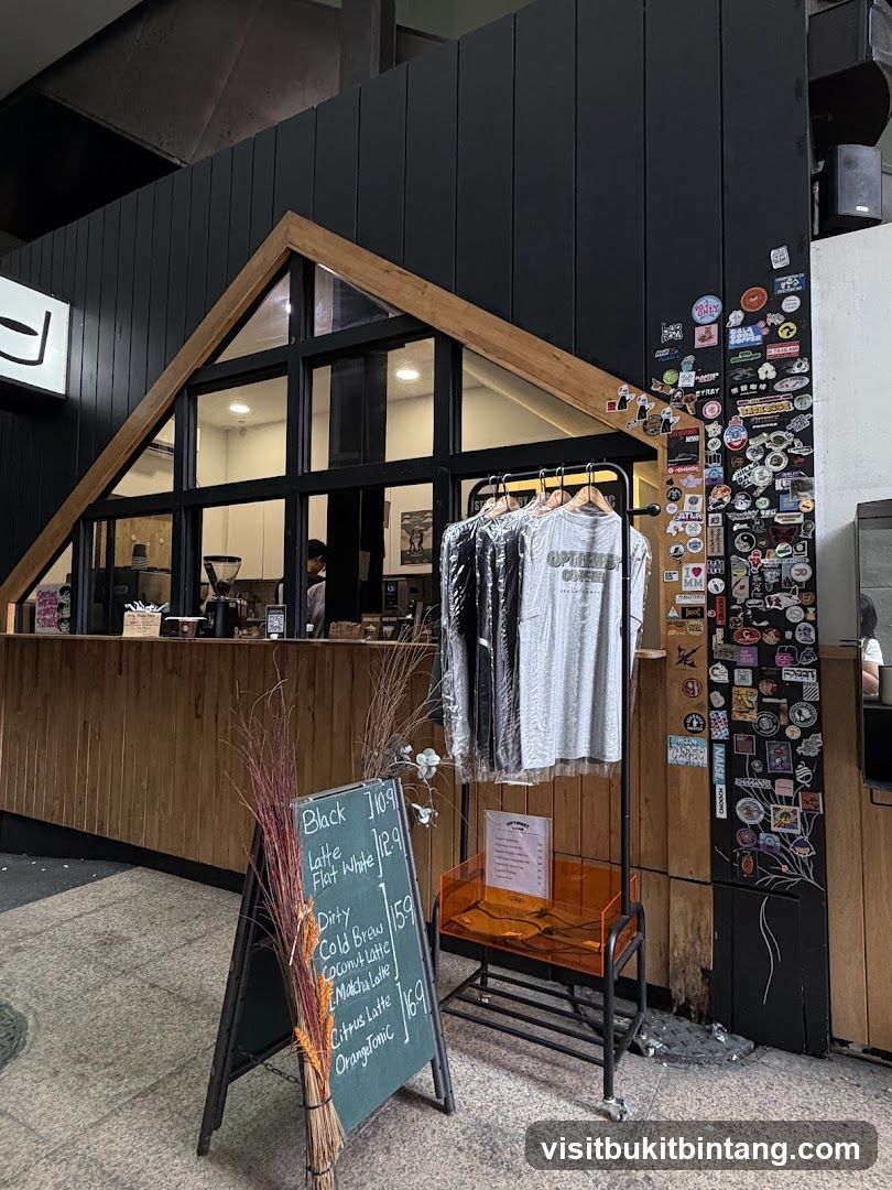 Coffee Shop Exterior with Menu and Merchandise