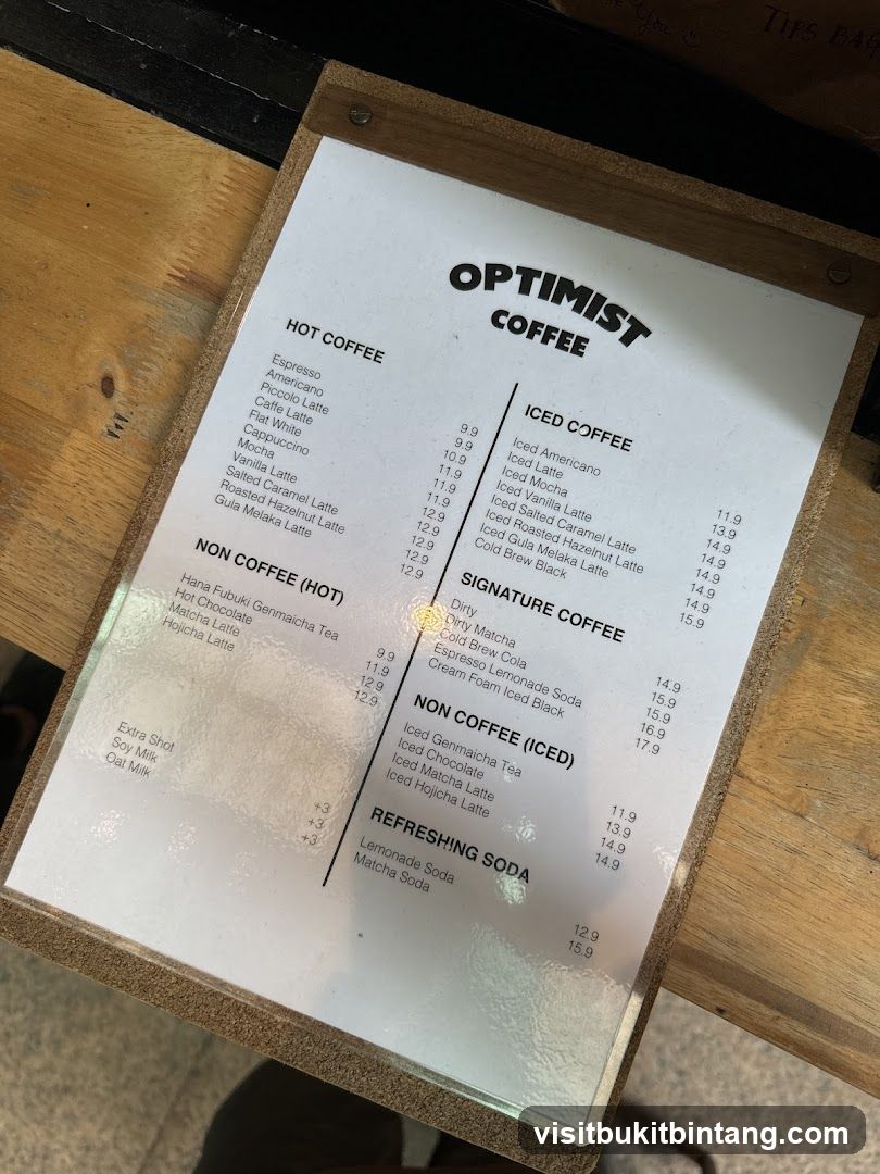 Optimist Coffee Menu