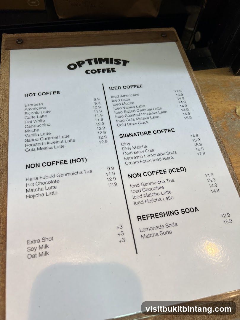 Optimist Coffee Menu