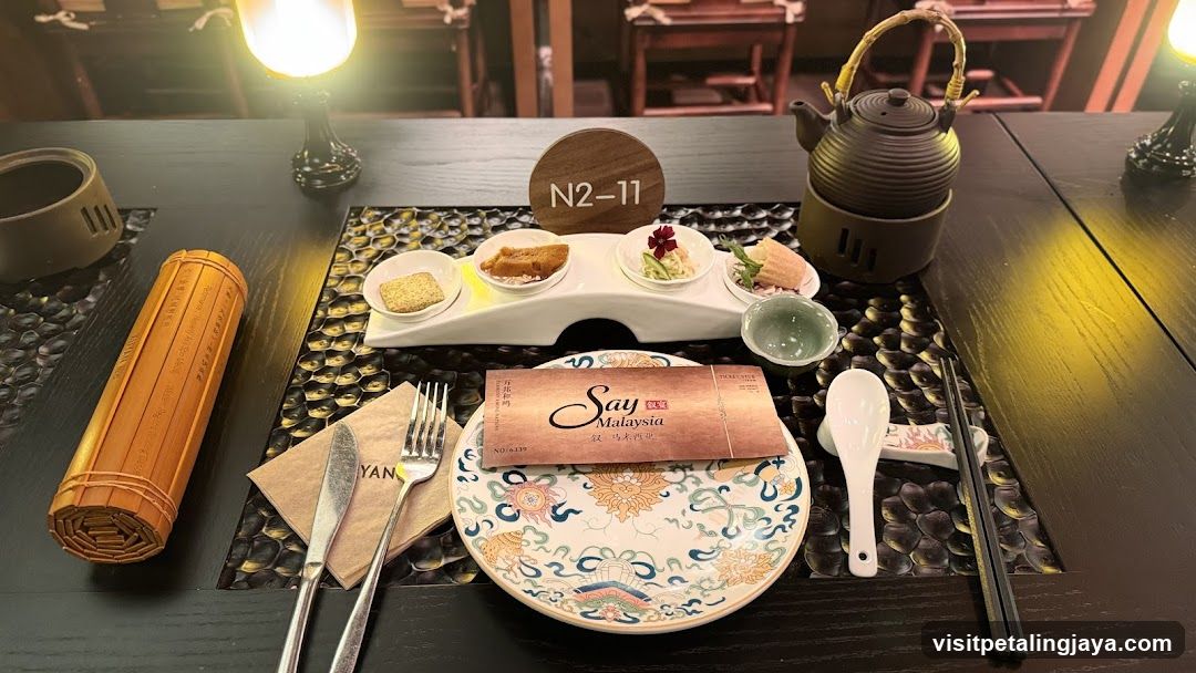 Dining Table Setting with Appetizers and Tea Set