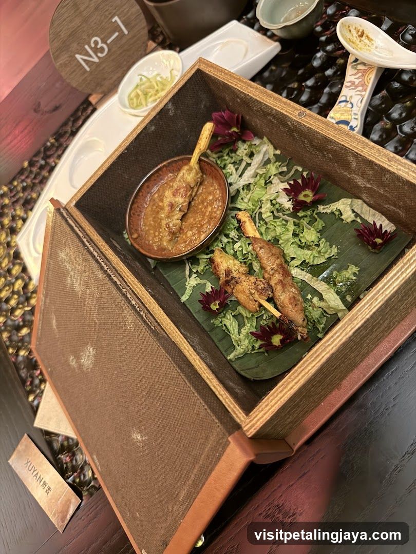 Grilled Skewers in Wooden Box