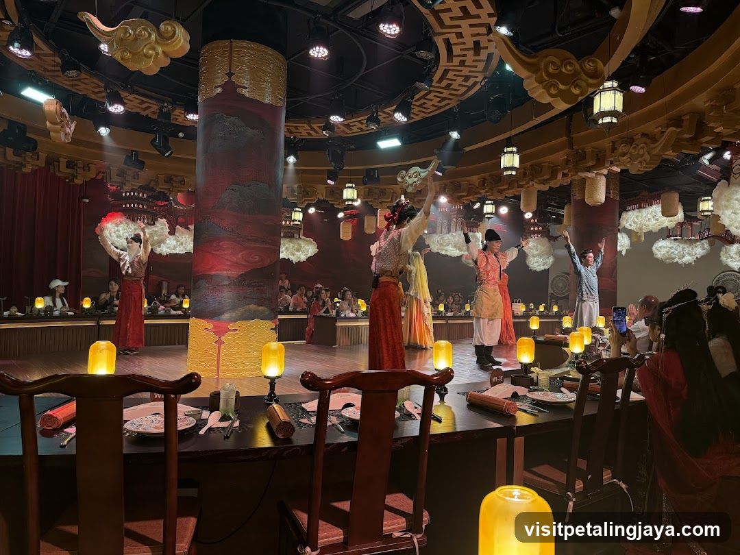 Chinese-themed dining interior with performers