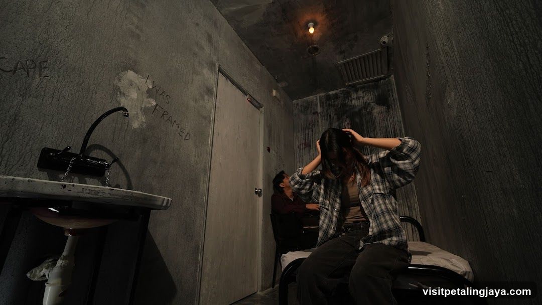 Dramatic Interior Scene with Graffiti and Two Individuals