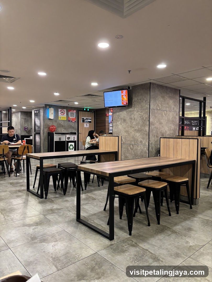 Restaurant Interior with Tables and Stools