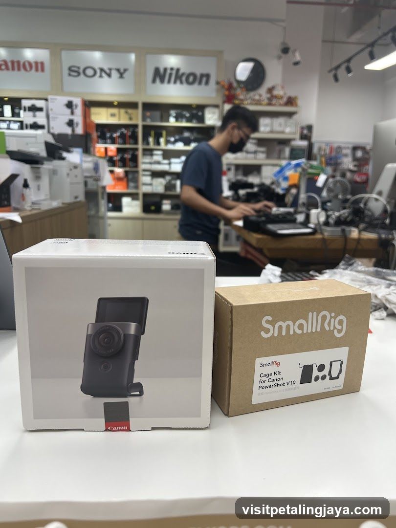 Camera Store Interior with Product Boxes