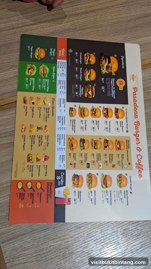 Pasadena Burger & Coffee Menu