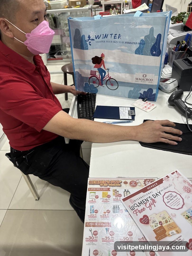 Store Interior with Staff and Promotional Materials