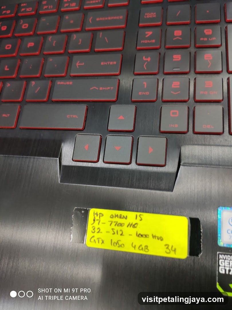 HP Omen 15 Laptop with Specifications Sticker