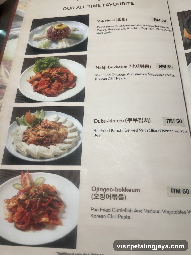 Korean Cuisine Menu Page