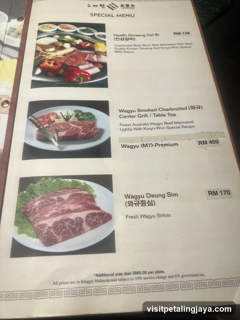 Special Menu - Korean BBQ Restaurant
