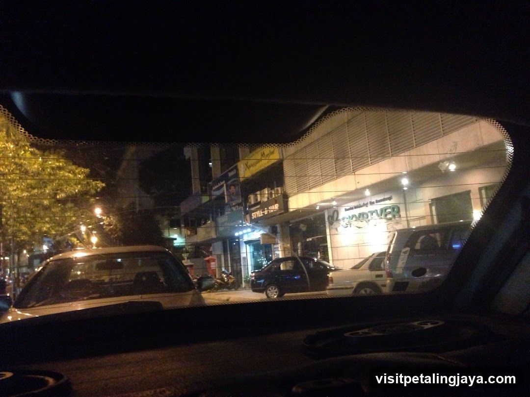 Night street view from car