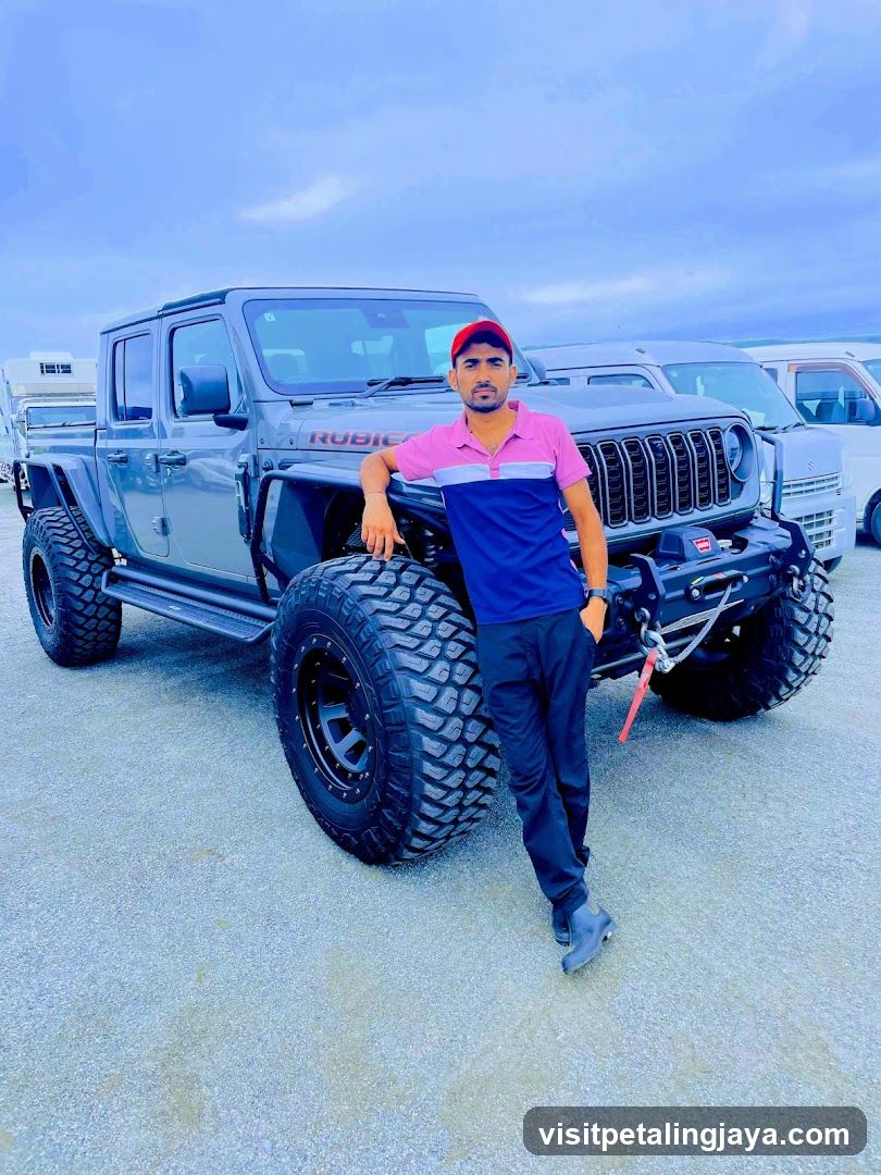 Jeep Gladiator Pickup Truck with Person Standing Beside It