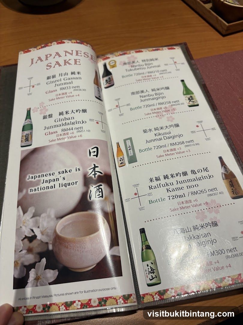 Japanese Sake Menu