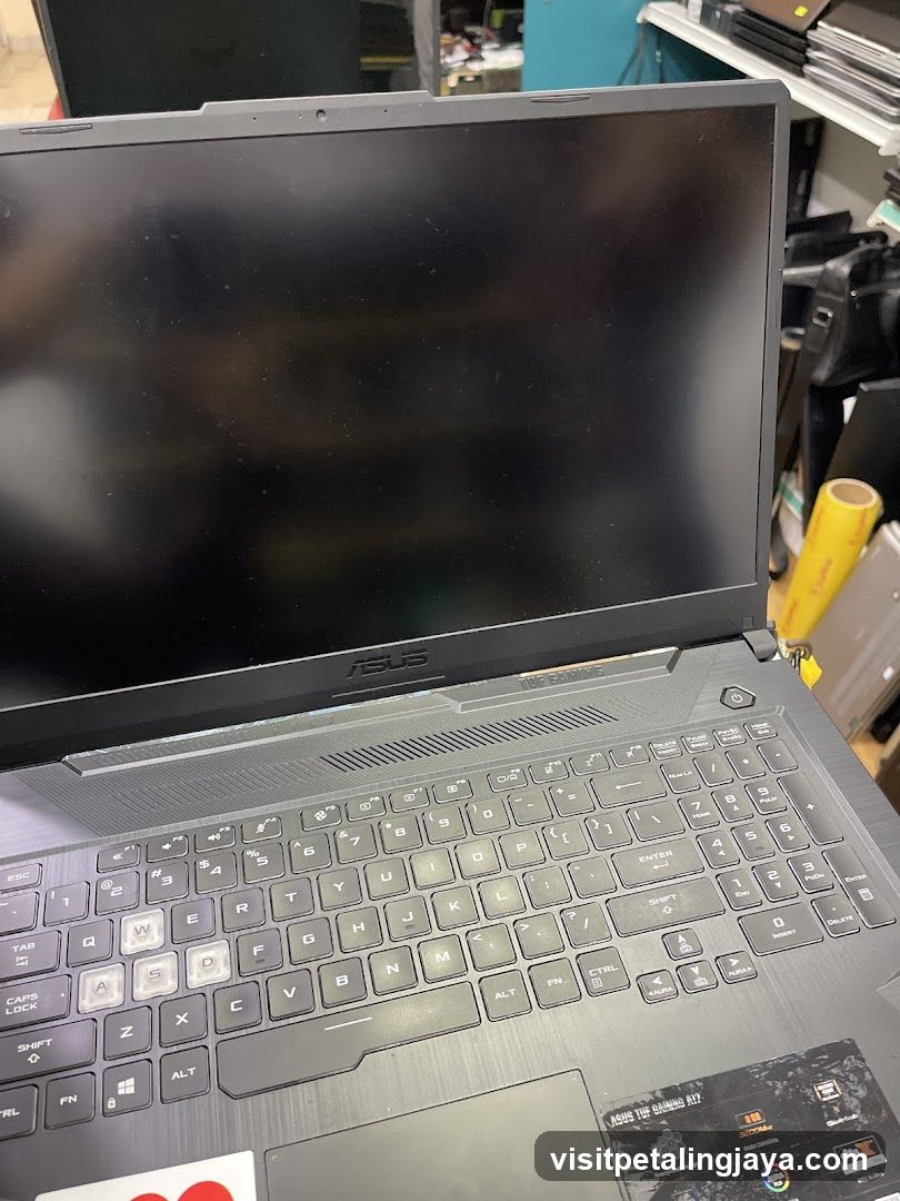 ASUS Laptop in Shop Interior