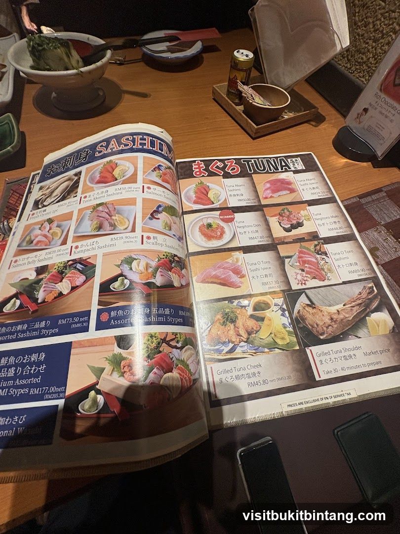 SASHIMI and TUNA Menu