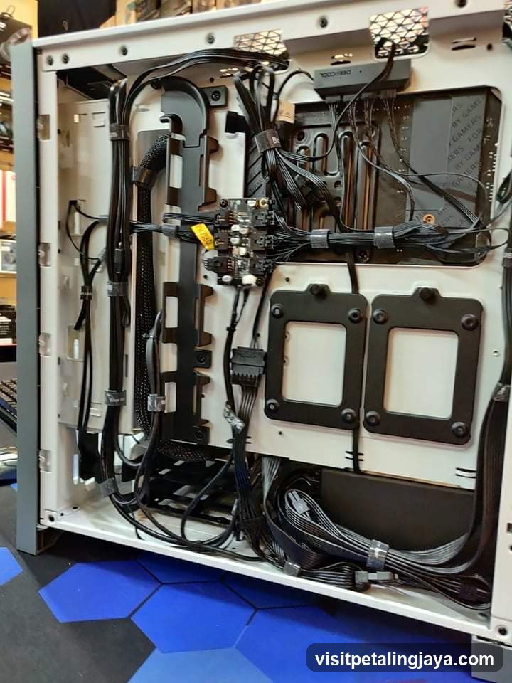 Computer Interior with Cables and Components
