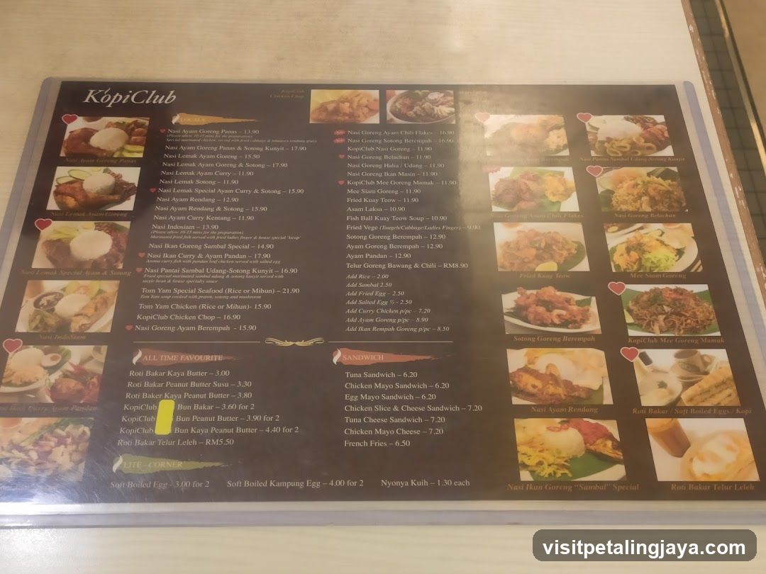 Kopi Club Menu