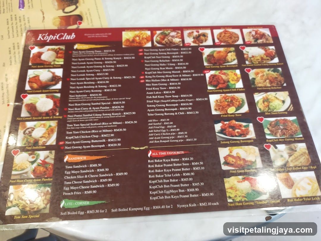 Kopi Club Menu