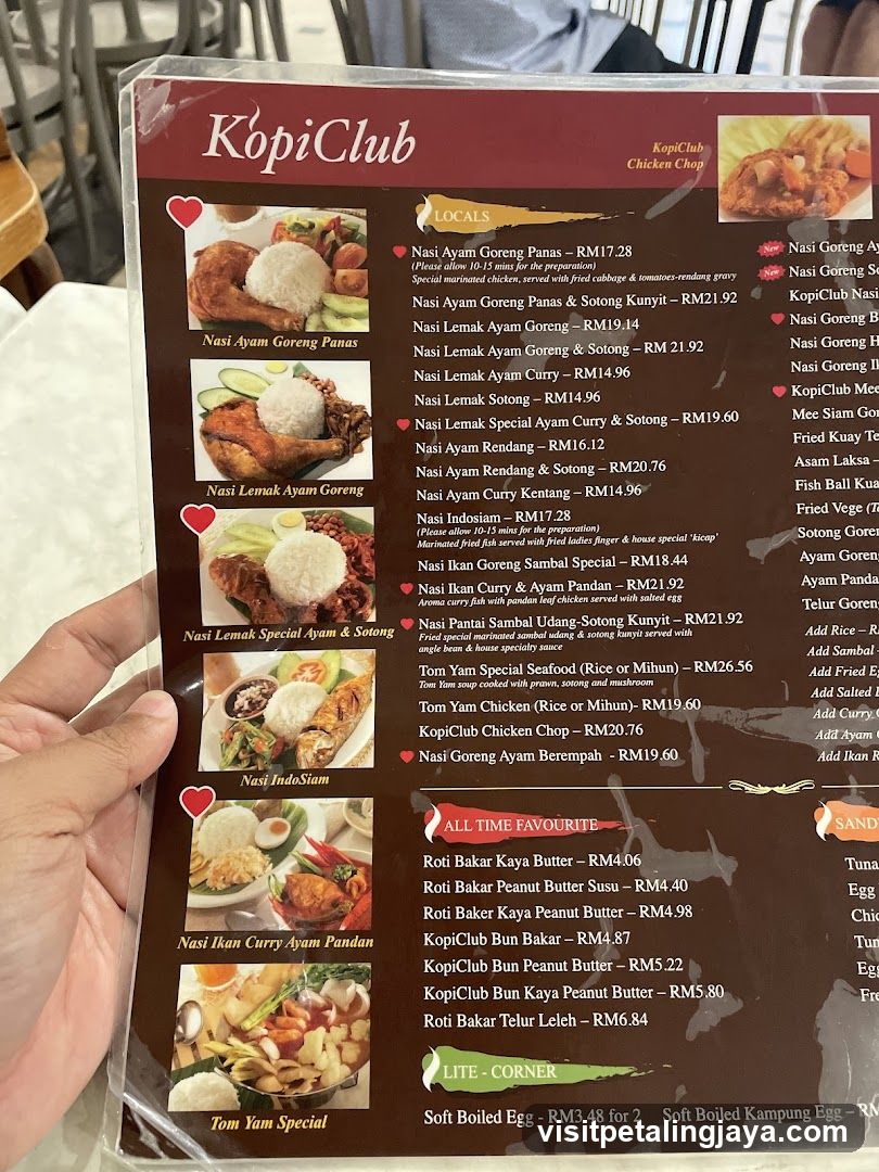 KopiClub Menu