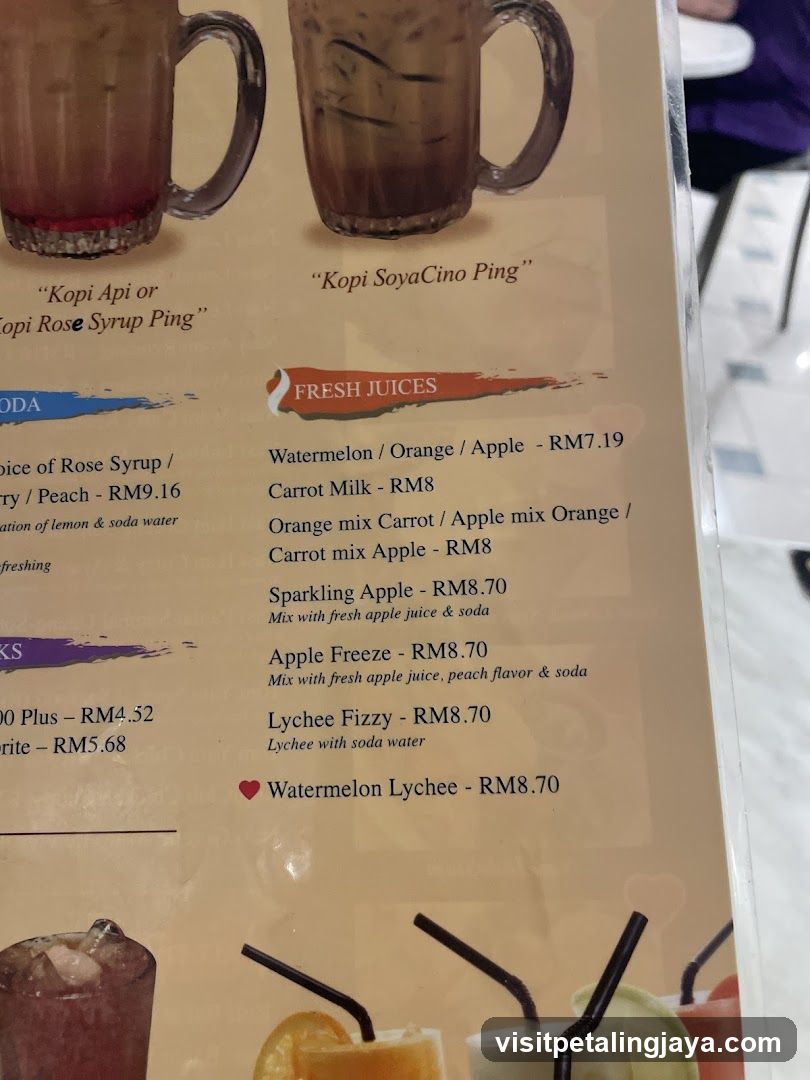 Fresh Juices Menu