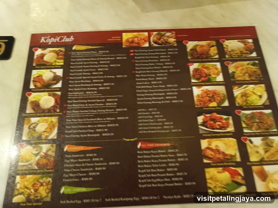 Kopi Club Menu