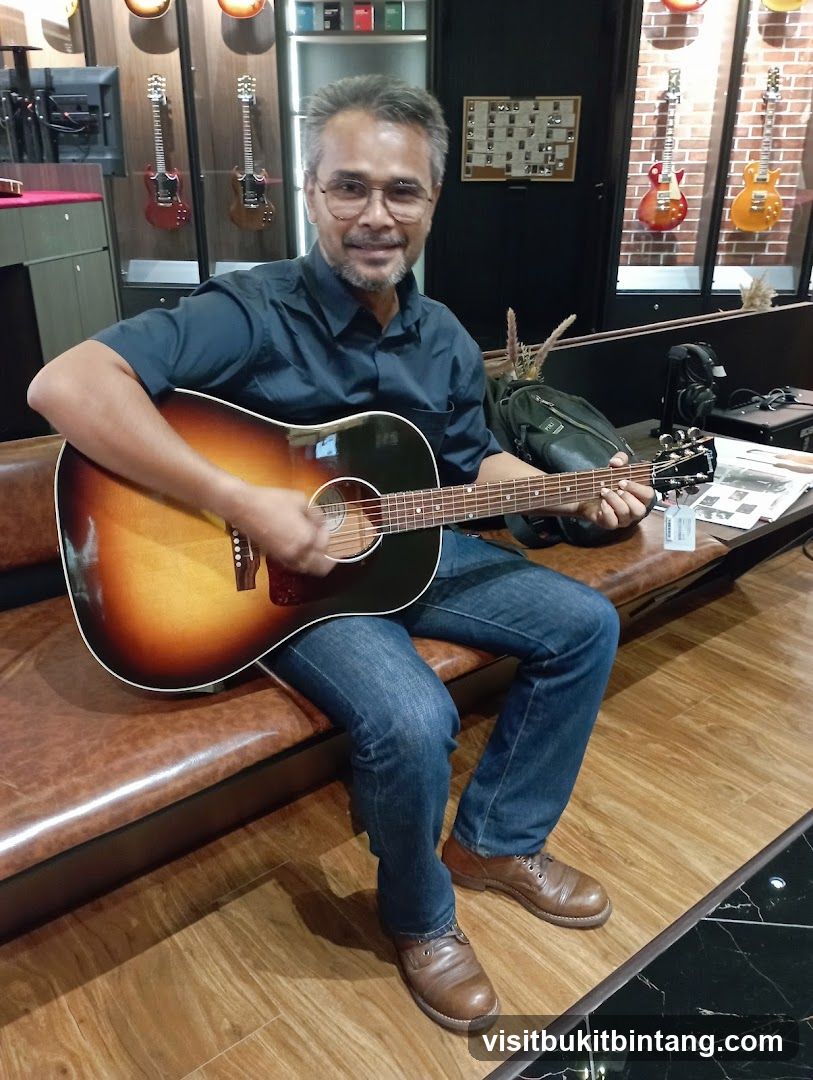 Man playing guitar in a store