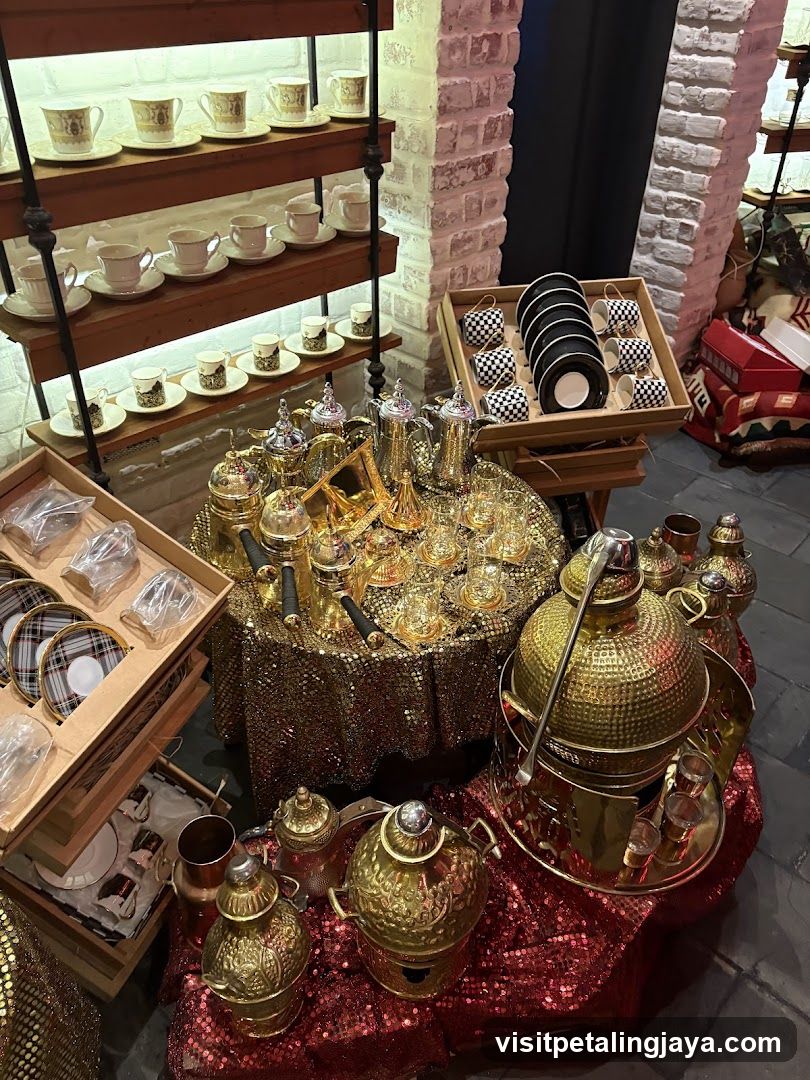 Gold and Silver Tea Set Display