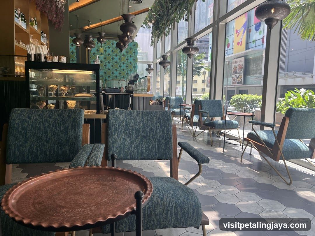 Cozy Cafe Interior with Large Windows