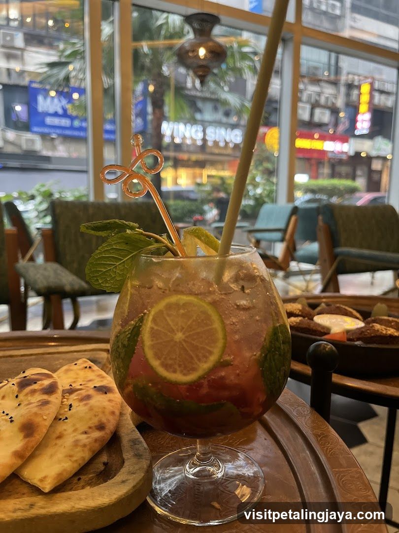 Beverage and Naan Bread