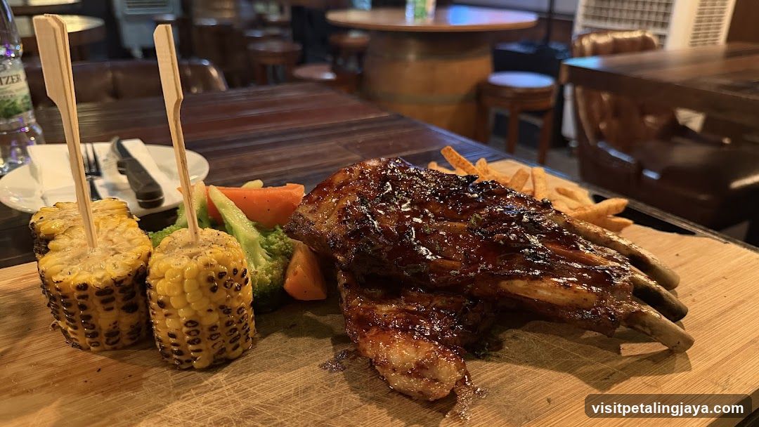 Grilled Lamb Ribs with Corn and Fries