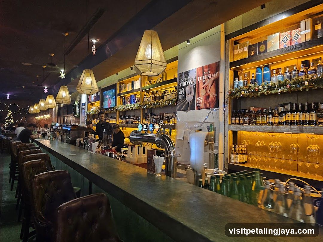 Bar Interior with Staff and Shelves