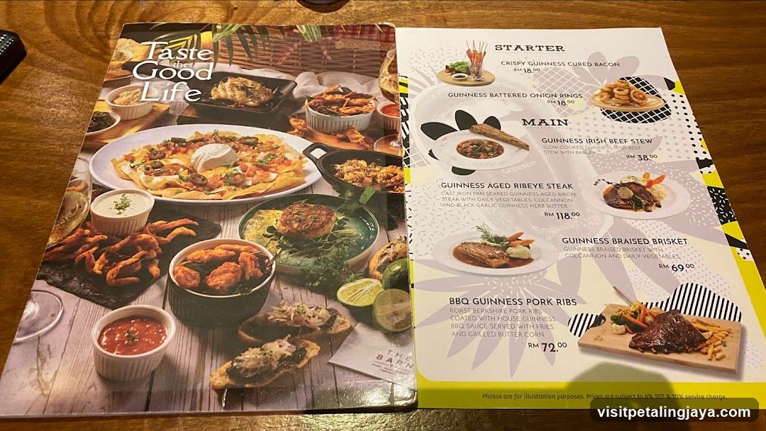 Guinness Restaurant Menu