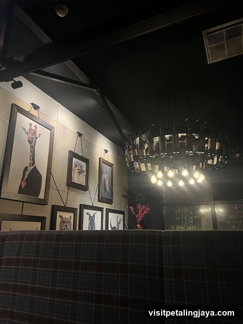 Interior of a bar or restaurant with animal-themed decor