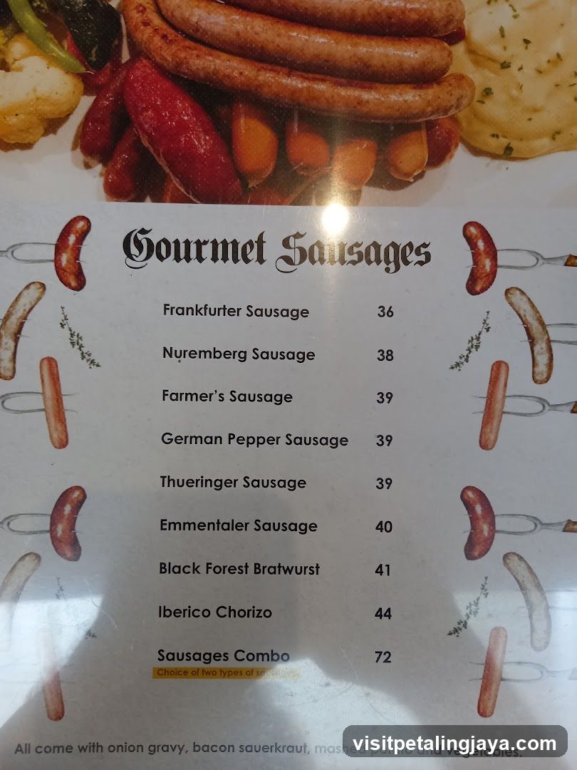 Gourmet Sausages Menu