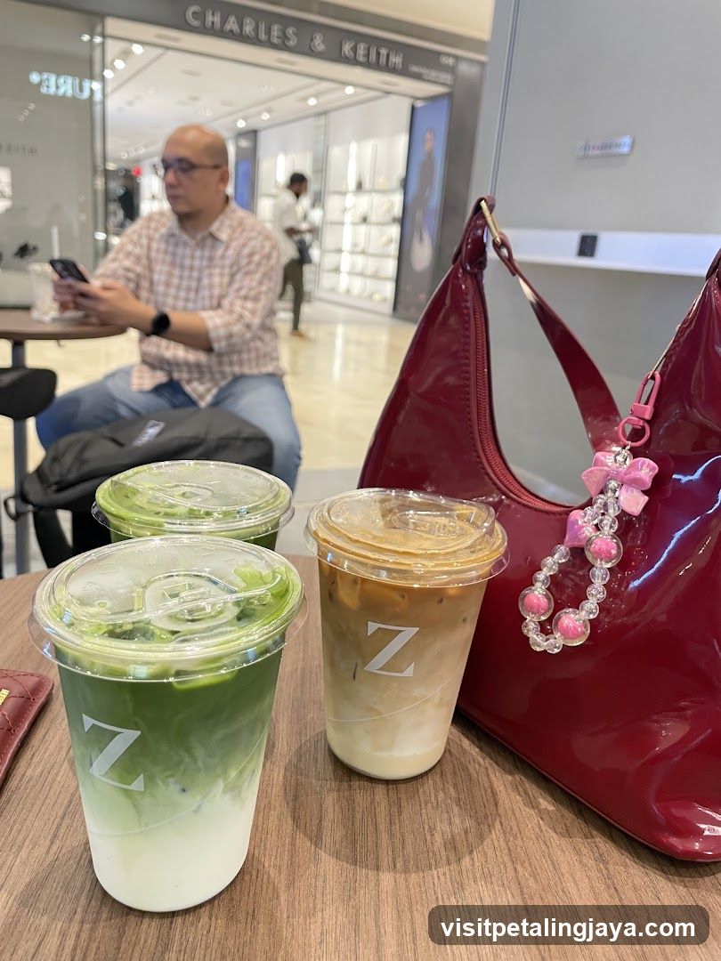 Matcha and Iced Coffee Drinks at a Mall Cafe