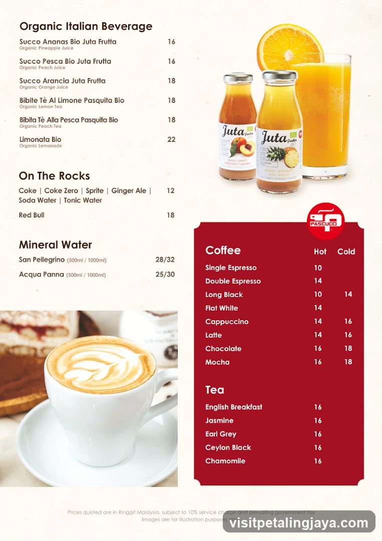 Organic Italian Beverage Menu