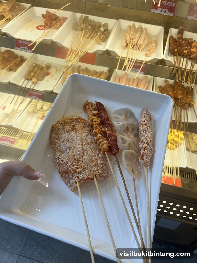 Skewers of Food on Display