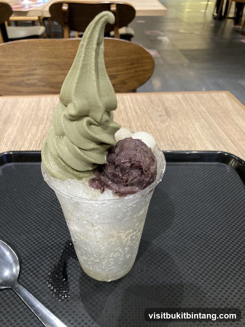 Matcha Soft Serve with Red Bean and Mochi
