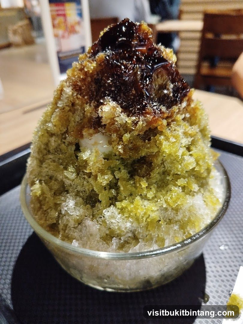 Matcha Shaved Ice with Brown Sugar Syrup