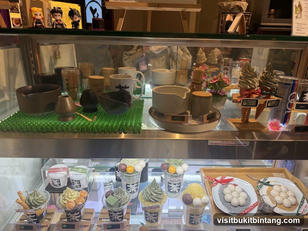 Matcha Desserts and Tea Ware Display