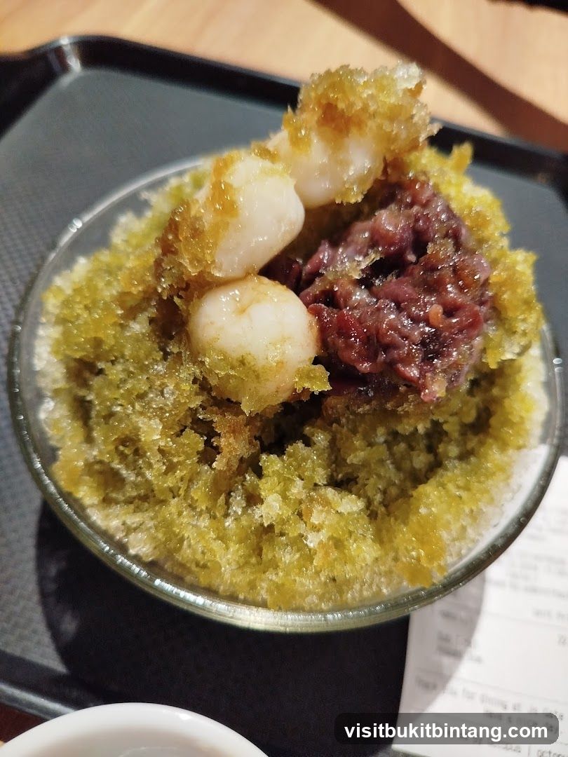 Matcha Shaved Ice with Red Bean and Mochi