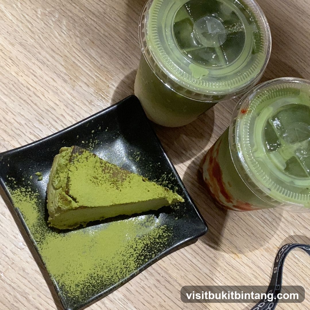Matcha Cake and Drinks