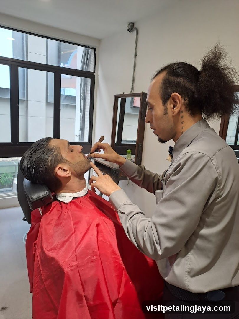 Barber Shaving Client