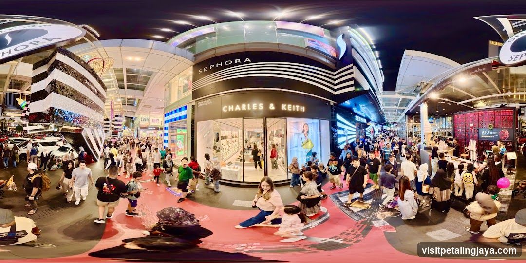Crowded Shopping Mall at Night