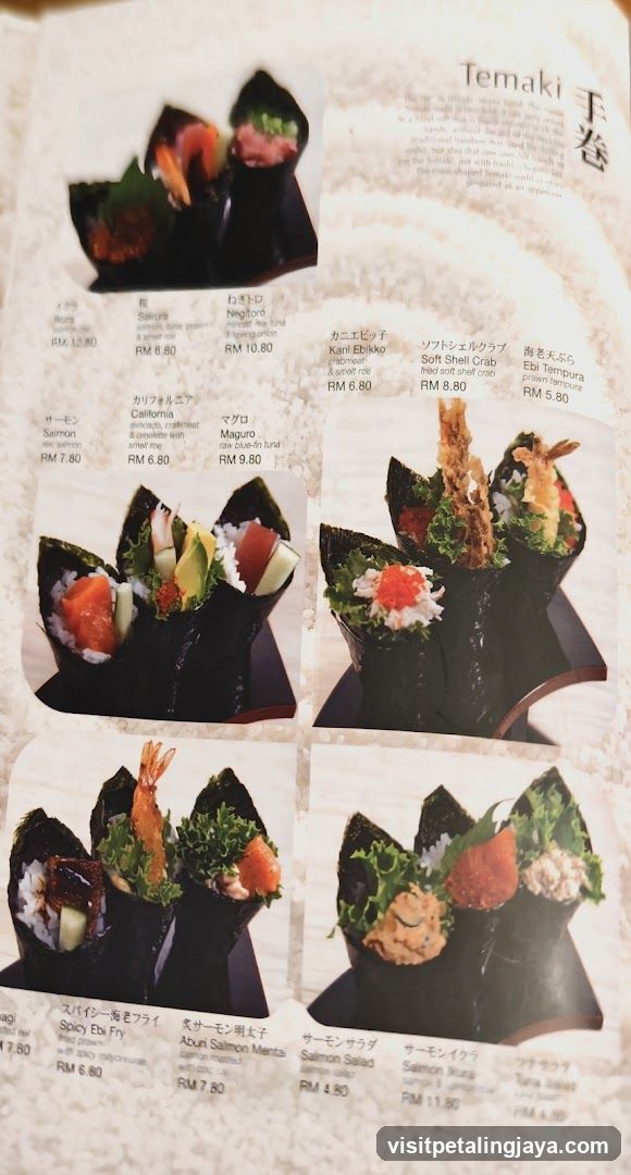 Temaki Menu Page