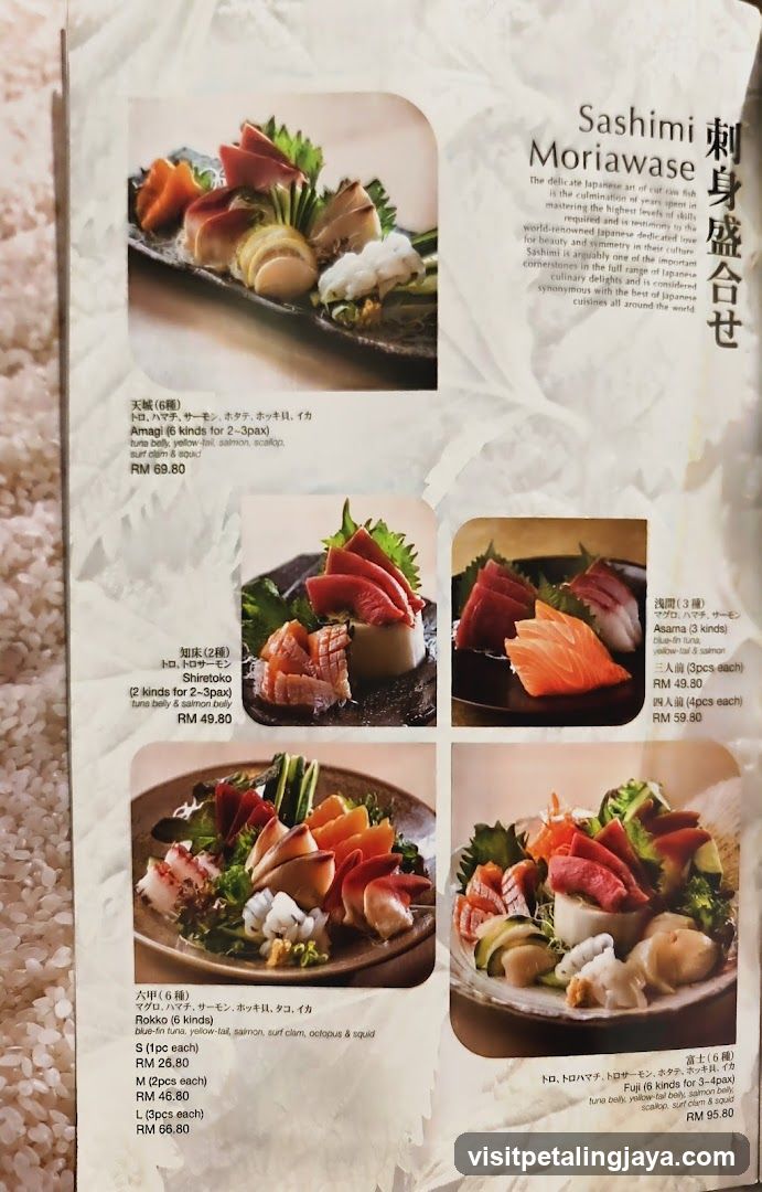 Sashimi Menu