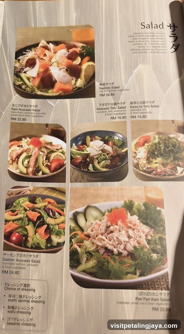 Salad Menu Page