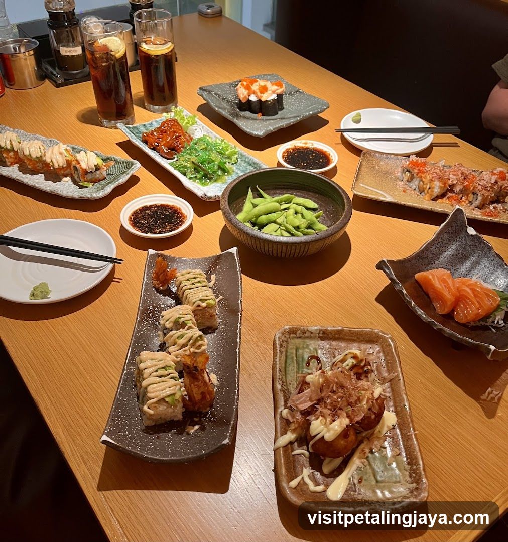 Sushi and Okonomiyaki Spread